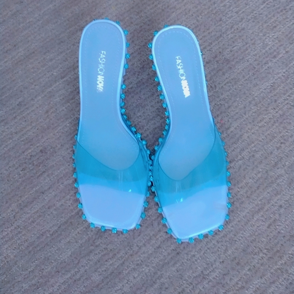 Blue open toe sandals